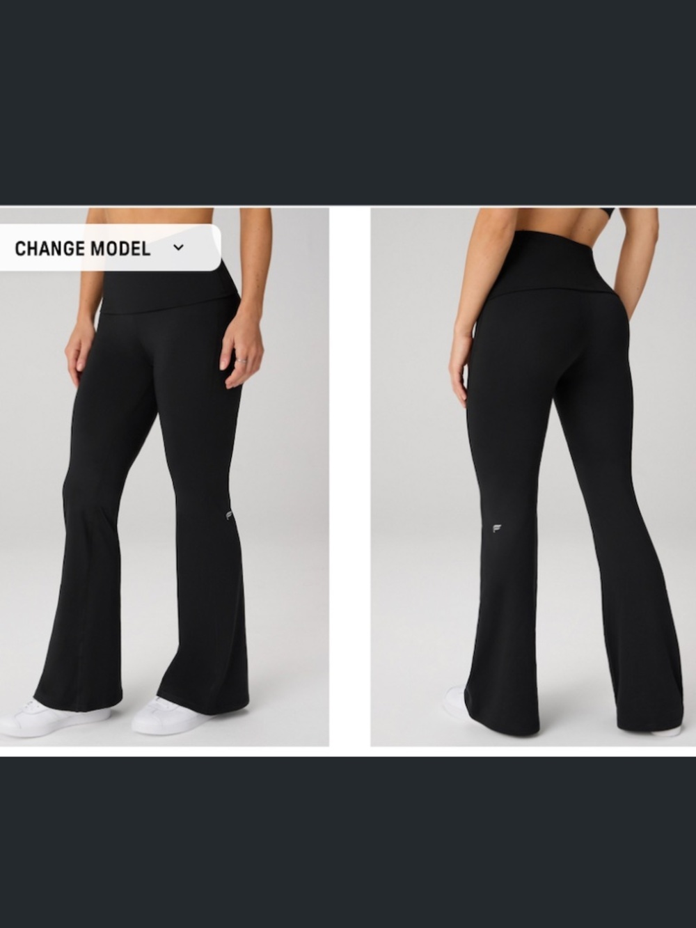 Fabletics Cloud Jersey Foldover Flare in Black LARGE NWT